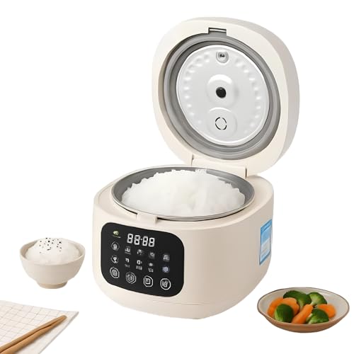XVersion 2L Low Sugar Rice Cooker with Steamer Smart Multi Cooker for Rice Soup Stew & Cake Timer Reservation & Keep Warm Function Electric Rice Maker for Home/Kitchen/Family (Beige)
