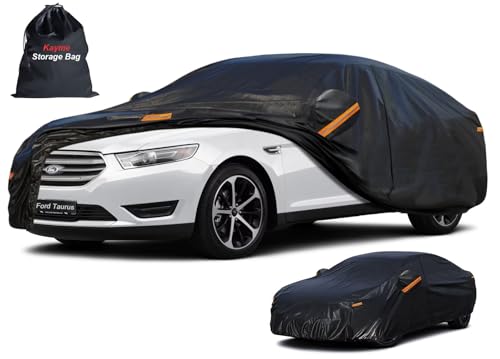 Image of Kayme 7 Layers Sedan Car Cover Custom Fit for Ford Taurus (1991-2026), Waterproof All Weather for Automobiles,Rain Sun UV Protection.Black