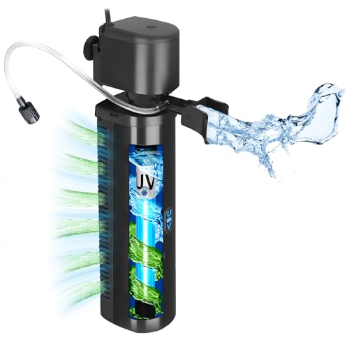 Tararium Filtre submersible avec lumière UV 1500 l/h pour aquariums de 150 à 600 litres – Filtre intérieur 4 en 1 pour eau douce/salée et bassin à...
