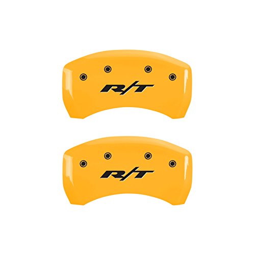 Image of MGP Caliper Covers for 2011-2023 Dodge Charger & Challenger | Requires 18 inch+ Wheels & Dual Piston Front Caliper, Yellow Powder-Coated Aluminum, 4 PCS Front and Rear, R /T Truck Engraving