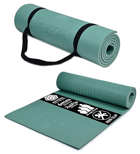 Image of Yoga mats Exercise Mat Anti-Skid Water /Dirt Proof Lightweight easy to Carry for home and gym workouts for men women children with Carry Strap (Army Green) (2fts x 6fts) (6mm Thickness)