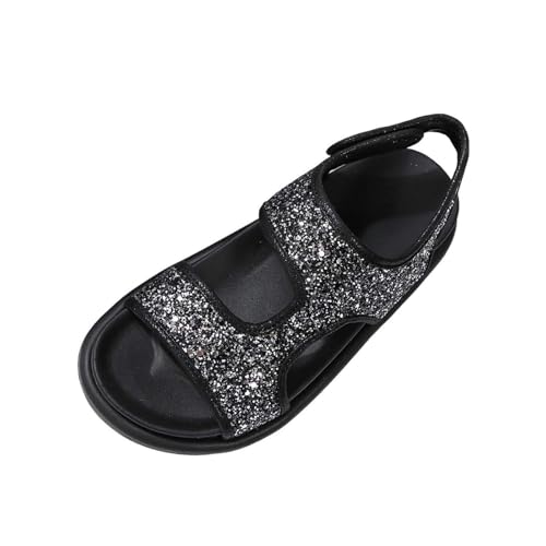 Sandales plates pour femme à paillettes et bout rond ouvert pour l'été décontracté