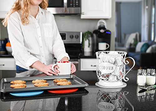 Nat & Jules Coffee Matte White 7 Inch Iron Metal K Cup Coffee Pod Holder Organizer Basket #TOP5