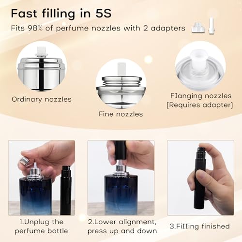 Perfume Atomiser 10ml, 2PCS Perfume Travel Bottle, Atomiser Spray Bottle, Refillable & Travel Size Perfume Bottle Easy to Refill travel atomiser for Women and Men(Black&Grey) - Image 5