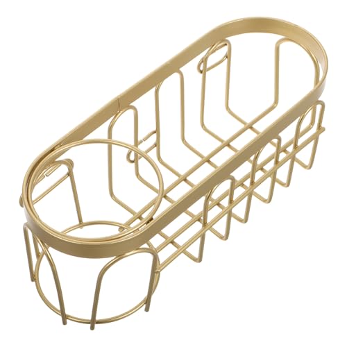 TOVINANNA Soporte para Esponjas de Fregadero 2 1 de Alambre Metálico Dorado Organizador sin Instalación para Cepillos y Utensilios de Cocina Cesta para Escurrir y Mantener Seco el Área