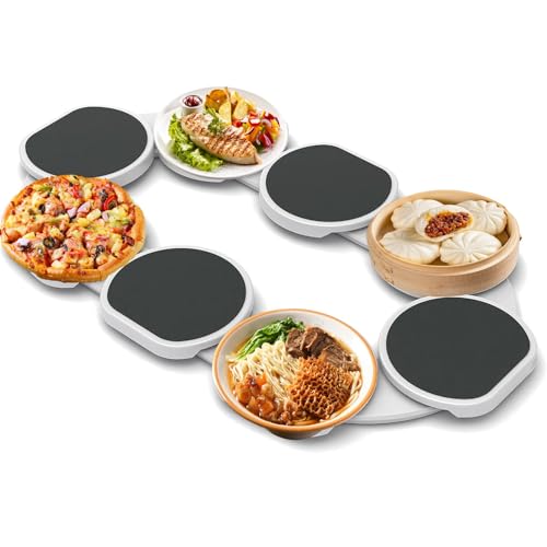 STRTG Plato Giratorio Lazy Susan Expandible para Mesas De Comedor Rectangulares Y Rectangulares, Comidas Familiares,con Riel Desmontable Y Bandeja Giratoria De 360 Grados.