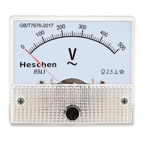 heschen 85L1 – 500 V Rectángulo Panel de voltaje medidor de comprobador de Voltímetro AC 0 – 500 V clase 2,5 color blanco