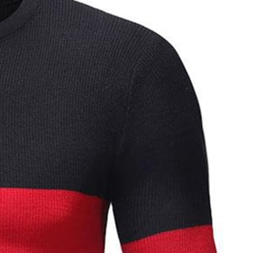 Men's Color Block Knit Sweater Casual Crewneck Male Knits Pullover Long Sleeve Ribbed Knitted Sweaters3