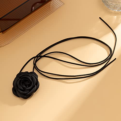 Kunjoe Velvet Flower Rose Flower Choker Necklace For Women Girls (Black) #TOP5