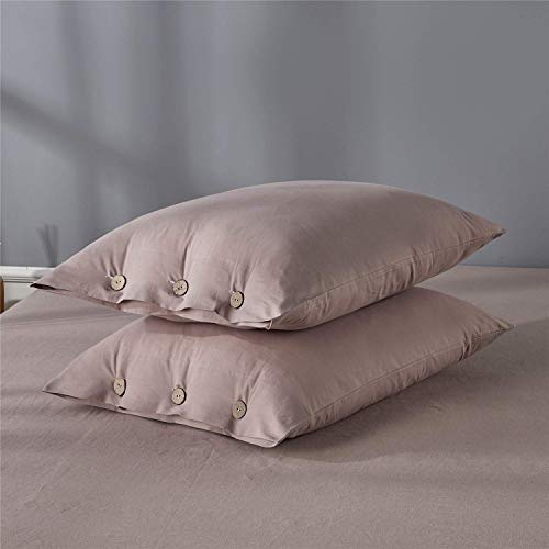 Jellymoni 100% Washed Cotton Duvet Cover Set California King Size, Luxury Soft Bedding Set With Button Closure. Solid Color Pattern Duvet Cover(No Comforter) (Pink, Cal-King, 3Pcs) #TOP5