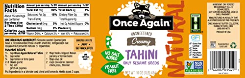 Once Again Natural Sesame Tahini - Salt Free, Unsweetened - 16 oz Jar, Packaging May Vary - Thumbnail 4