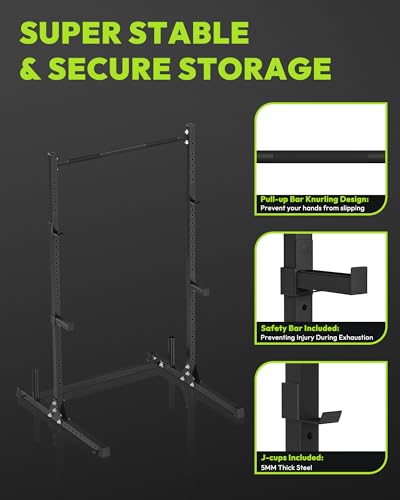 Image of HANDBODE Power Cage with Pull Up Bar, Multi-Functional Squat Rack for Home Gym, Heavy Capacity Adjustable Power Rack Fit 6 FT, 7 FT Barbell, Weightlifting, Strength Training, Bench Press, Fitness