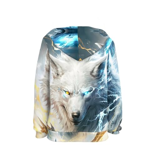 Boys Girls Cool Wolf 3D Print Pullover Hoodies Hooded Sweatshirts Tops Blouse with Pocket2