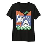 Silly and Brave Cat vs Shark, Funny Kitty Premium Tri-Blend T-Shirt