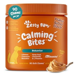 Zesty Paws Calming Chews for Dogs Composure Relaxation for Everyday Stress Separation Peanut Butter 90 Count