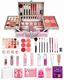 Maleta Maquiagem Completa Rosa Com Kit Skincare