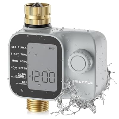 [2026 Upgrade] Sprinkler Timer with Brass Inlets & Outlets, Unistyle Programmable Water Timer for Garden Hose, IP55 Waterproof Hose Timers with Manual Irrigation Timers for Yard and Lawn Patio