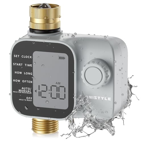 [2026 Upgrade] Sprinkler Timer with Brass Inlets & Outlets, Unistyle Programmable Water Timer for Garden Hose, IP55 Waterproof Hose Timers with Manual Irrigation Timers for Yard and Lawn Patio