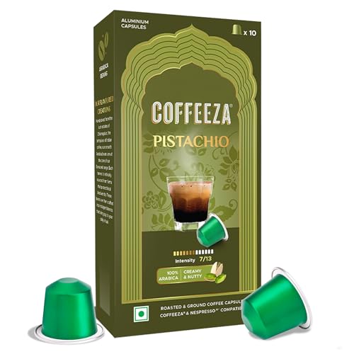 Image of Coffeeza Pistachio Flavoured Coffee Capsules | 100% Arabica | Medium-Dark Roast | Intensity 7 | Original Line Compatible| Box of 10