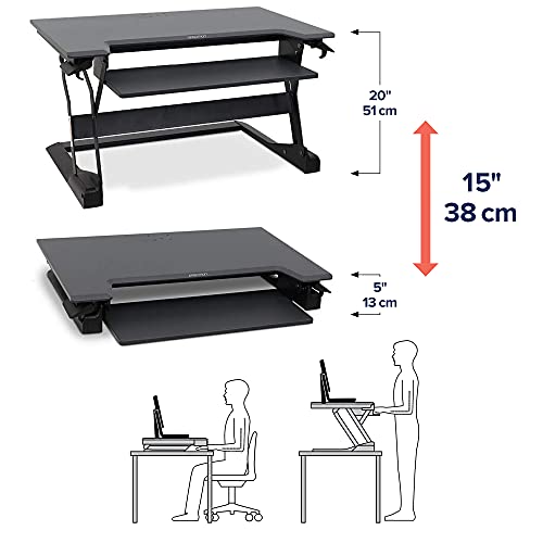 Ergotron – WorkFit-TL Standing Desk Converter, Dual Monitor Sit Stand Desk Riser for Tabletops – 37.5 Inch Width, Black
