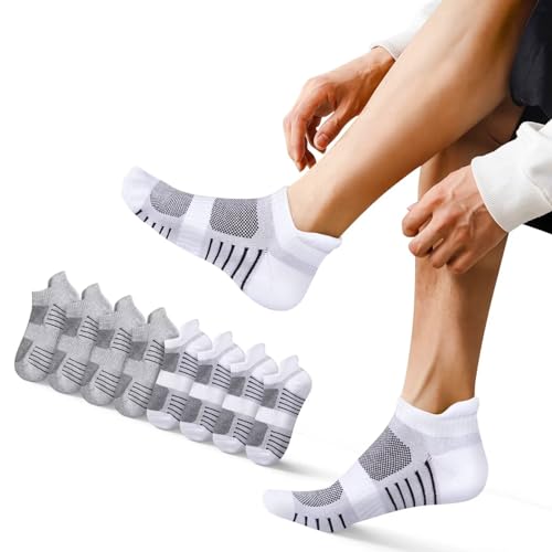 EKSHER Calcetines Deporte Algodon Blancos Hombre Mujer 8 Pares Verano Antideslizantes Antiampollas Trekking