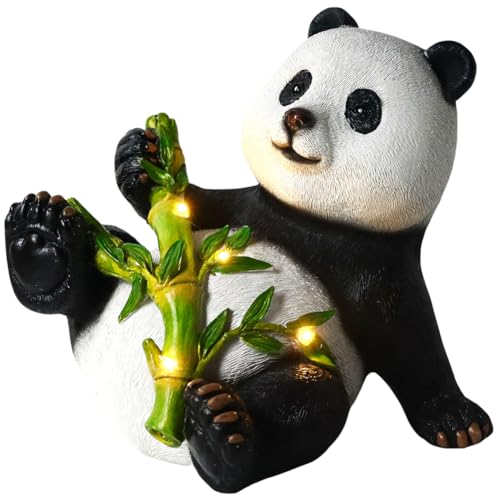 LYEAA Statue de panda solaire en résine – Décoration de jardin durable, sculpture extérieure imperméable pour terrasse, pelouse, cour, 1qu2kr1hv3sv0qj5qp2