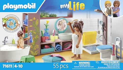 Playmobil 71611 Salle de Bains avec Douche et Baignoire MyLife Comprend Deux Personnages et des Accessoires Dès - vue 4