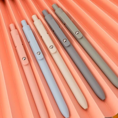 Image of 5PCS Retractable Gel Pens Set, Quick Dry Black Ink 0.5mm Fine Point Pens, Smooth Writing Rollerball Gel Ink Pens with Soft Touch Grip for School, Office & Home Use (Morandi Color)