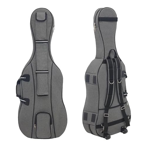 Aljikz Cello Case 4/4 with Wheels, Full Size Cello Gig Rolling Bag Soft Padded with Multiple Accessory Pockets, Cello Storage Carry Roller Bag with Backpack-straps for Full-Size Cello 4/4, 3/4