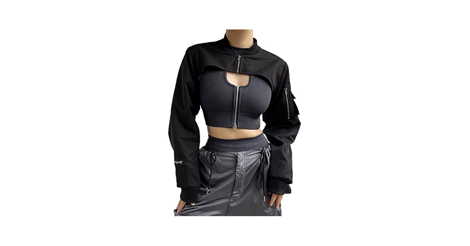 kan♡louren slit sleeve jacket (black) slit sleeve jacket – louren store