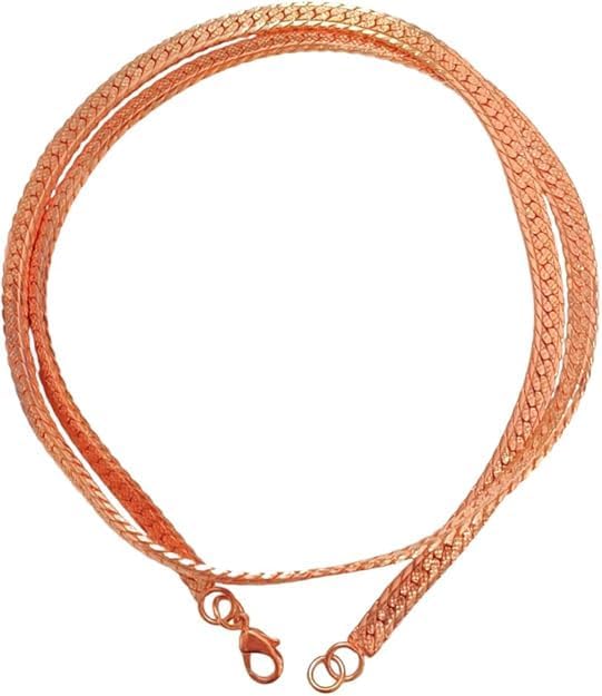 Pure Copper Flat Snake Chain Necklace (Textured) for Men & Women, Solid Copper Statement Jewelry Gift, Multiple Lengths (16–26 Inch)