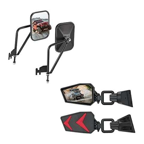Upgraded Mirrors Doors Off, QMPARTS No Vibrate & Wobble Wide Vision Mirrors Cover
