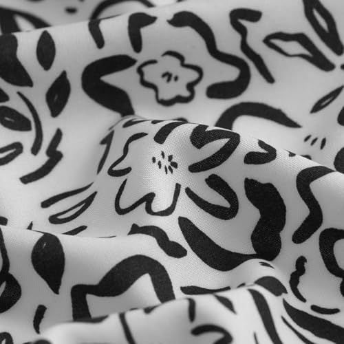Viskose-Popeline mit schwarzen Blumen für Sommerkleider - 100% Viskose - Stoffdichte : Leicht 130 g/m2-140 cm Breite - Meterware