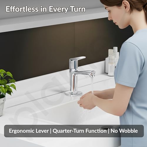 Image of Plantex Pure Brass Pillar Cock Tap for Basin with Teflon Tape /Single Lever Basin Tap /Tabletop Wash Basin Tap /Faucet for Wash Basin (Dol-2301, Chrome)