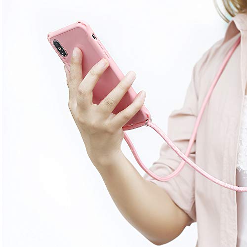 Jingcheng Funda con Cuerda para iPhone 8 Plus, [Moda y Practico] [ Anti-Choque] [Anti-rasguños] Suave Silicona Transparente TPU Carcasa de movil con Colgante/Cadena