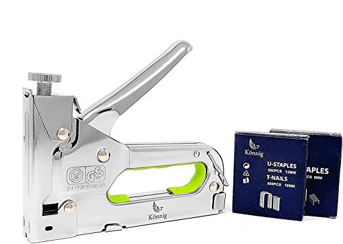 Könnig Heavy Duty Staple Gun 3 in 1 1500 Staples, Hand Operated Stainless Steel Stapler, Brad Nailer, Tacker Tool… (1500 Staples)