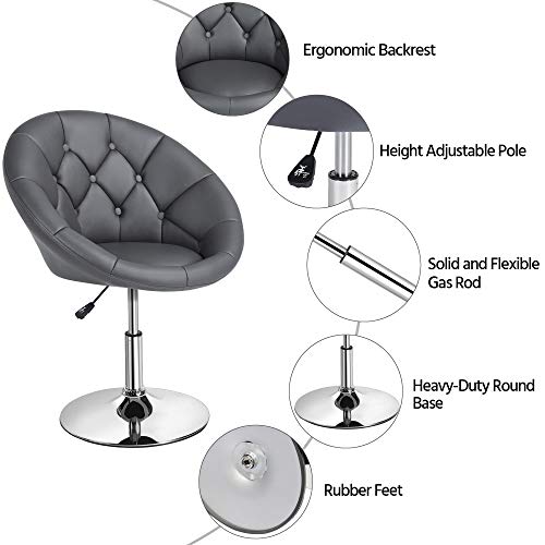 Yaheetech Swivel Accent Chair Height Adjustable Modern Round Back Tilt Chair With Chrome Frame For Lounge, Pub, Bar - Dark Grey #TOP5