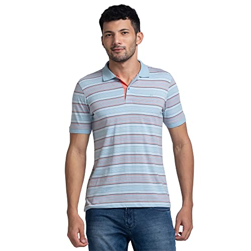 Image of Raymond Men Cotton Striped Regular Fit T-Shirt