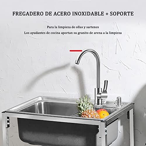 Freestanding Utility Sink,Outdoor Sink Set,Kitchen Sink Set with Storage Shelves,1 Compartment Commercial Kitchen Sink,with Drainboard and Faucet,for Garage,Restaurant,Kitchen,Laundry Room,I