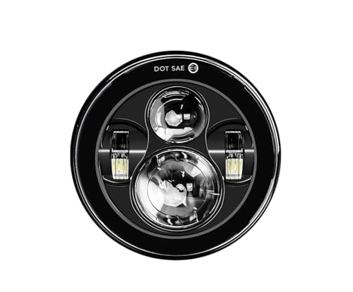DFJOSF Fari Moto Faro per Moto da 7 Pollici A LED con Luci DRL Halo per Royal per Enfield per Himalayan 400 411 650 350 per Cafe per Racer Faro Motociclo(Black B)