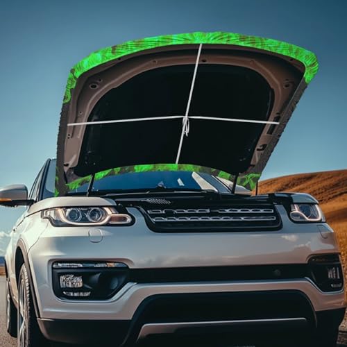 Image of Flaming Skull Car Hood Cover Easy to Install Fabric Hood Cover Vehicles Decorate Engine Removable Automotive Accessories Personalized Suitable for Cars(59x39 Inch)