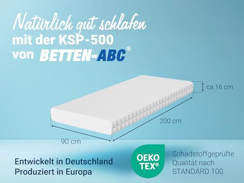 Betten-ABC - Matratze (KSP-500) - 90x200 cm (H4) - 7-Zonen Matratze aus Kaltschaum - Hypoallergen & Antibakteriell - Oeko-TEX® Zertifiziert - Bezug abnehmbar & waschbar - Lieferung per Paket