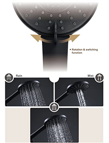 Pommeau de douche à main haute pression noir mat avec flexible PVC