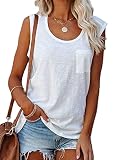 YEXIPO Womens Scoop Neck Tank Tops Sleeveless Summer Casual Loose Fit Blouses Shirts Tank Top with P