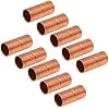 Straight Copper Fittings,5/8 Inch ID Copper Pipe Welding Joint for HVAC and Refrigeration with Rolled Tube Stop Sweat Ends,Pack of 10