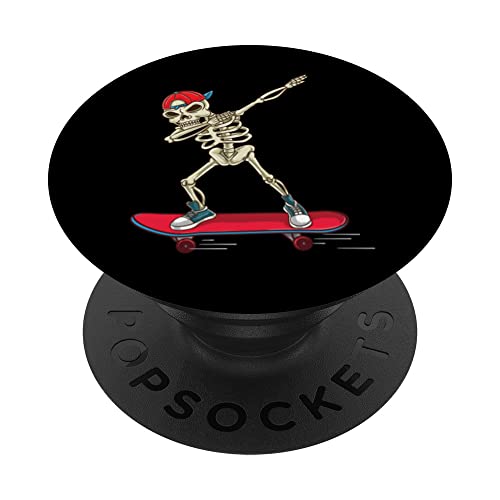 Skeleton Riding Skateboard Skater Halloween PopSockets PopGrip Intercambiable