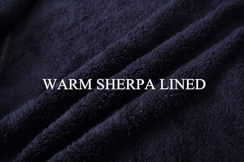 LeeHanTon Boys Fleece Jacket Hoodie Sherpa Lined Zip Up Hooded Sweatshirt Kids Winter Jackets Navy 124