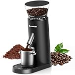 AAOBOSI Electric Coffee Grinder, Burr Coffee Grinder with 60 Precise Grind Setting for Portafilter, Coffee Bean Grinder Electric Cordless for Home Travel and Camping, Rechargeable, Led Control Panel