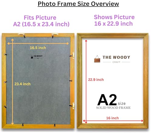 Image of A2 Photo Frame | Frame For Wall Decoration | Photo Frame For Wall Big Size Branded | Yellow Wood Frame For Wall | Bright For Living Room & Gift (A2, 16.5x23.4 inch, Yellow)