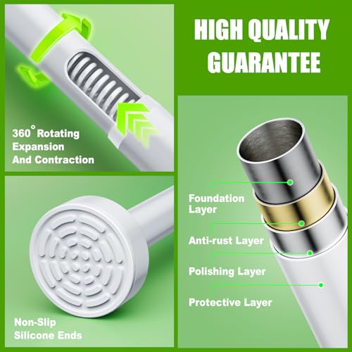 Image of Ausemku Shower Curtain Rod - 32-43 Inch Rustproof Tension Rod, Non-Slip Spring Design, No Drilling Adjustable Curtain Rod for Bathroom, Kitchen, and Closet(White)